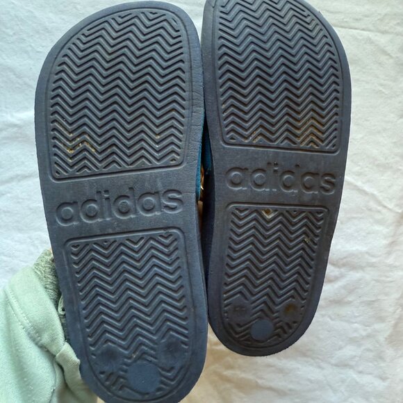 Adidas Kids Blue & White Slide Sandals With Red Logo 11K - Picture 7 of 9